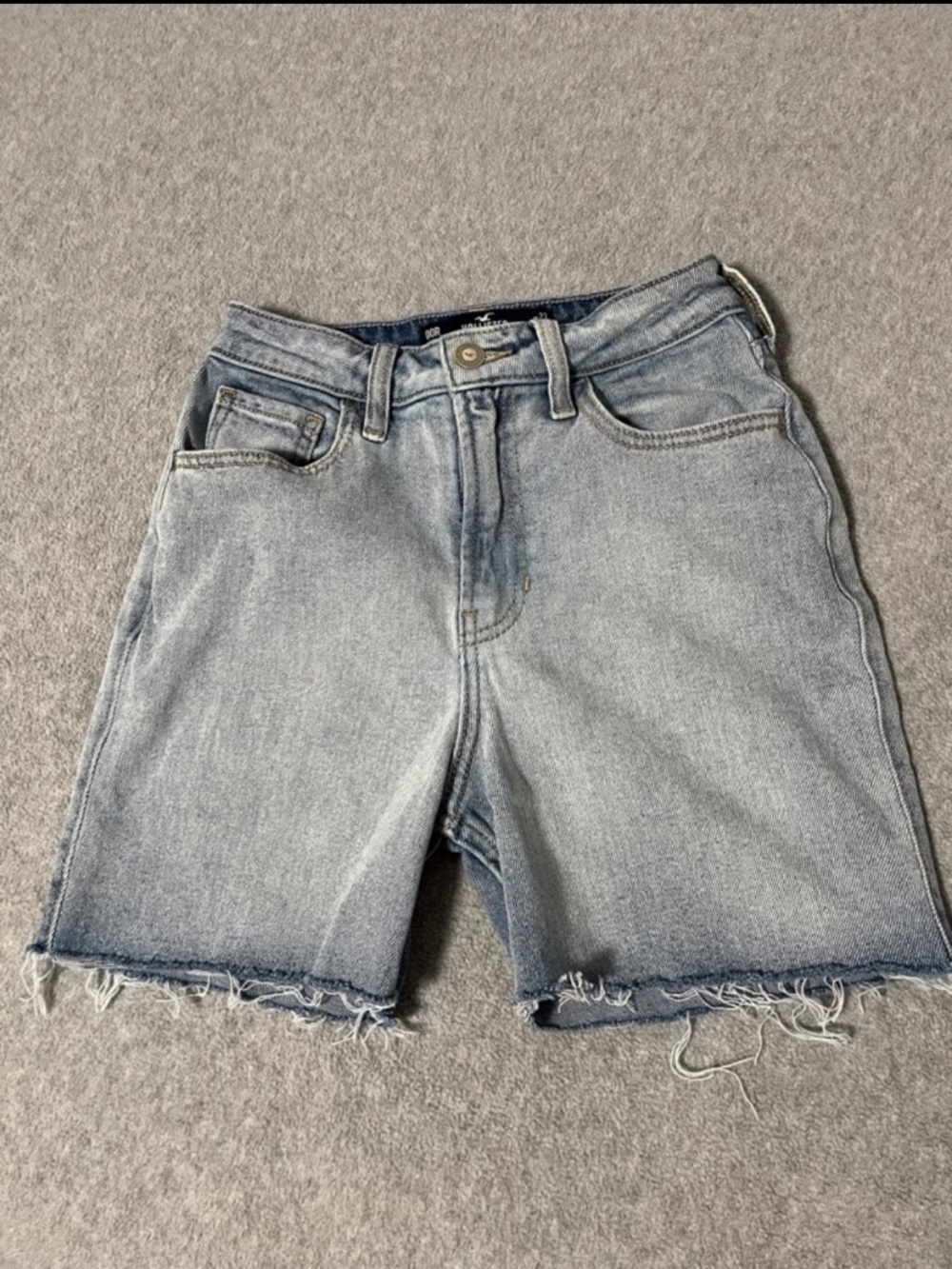 Womens Hollister Cutoff Denim Shorts Size 00 High Rise Raw Hem Boho Festival